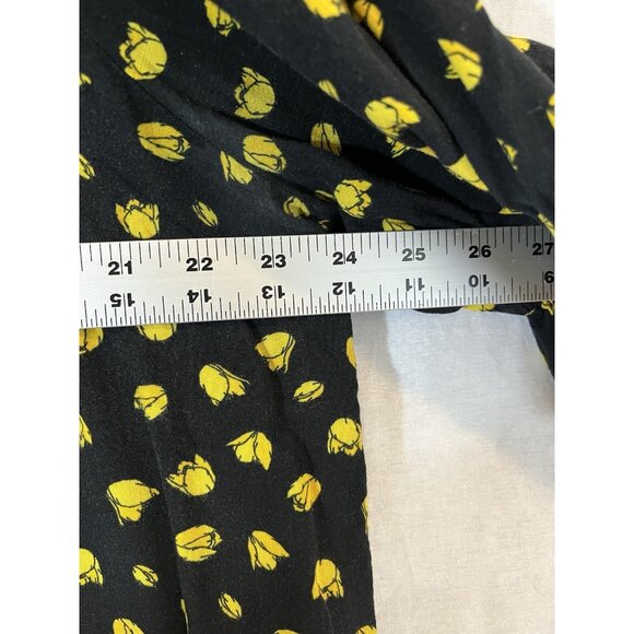 Who What Wear Women's XL Rayon Black With Yellow Tulips Blouse - Picture 7 of 8